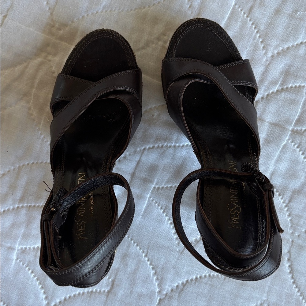 Vintage YSL Wood Stud Sandals Heels - Picture 16 of 16